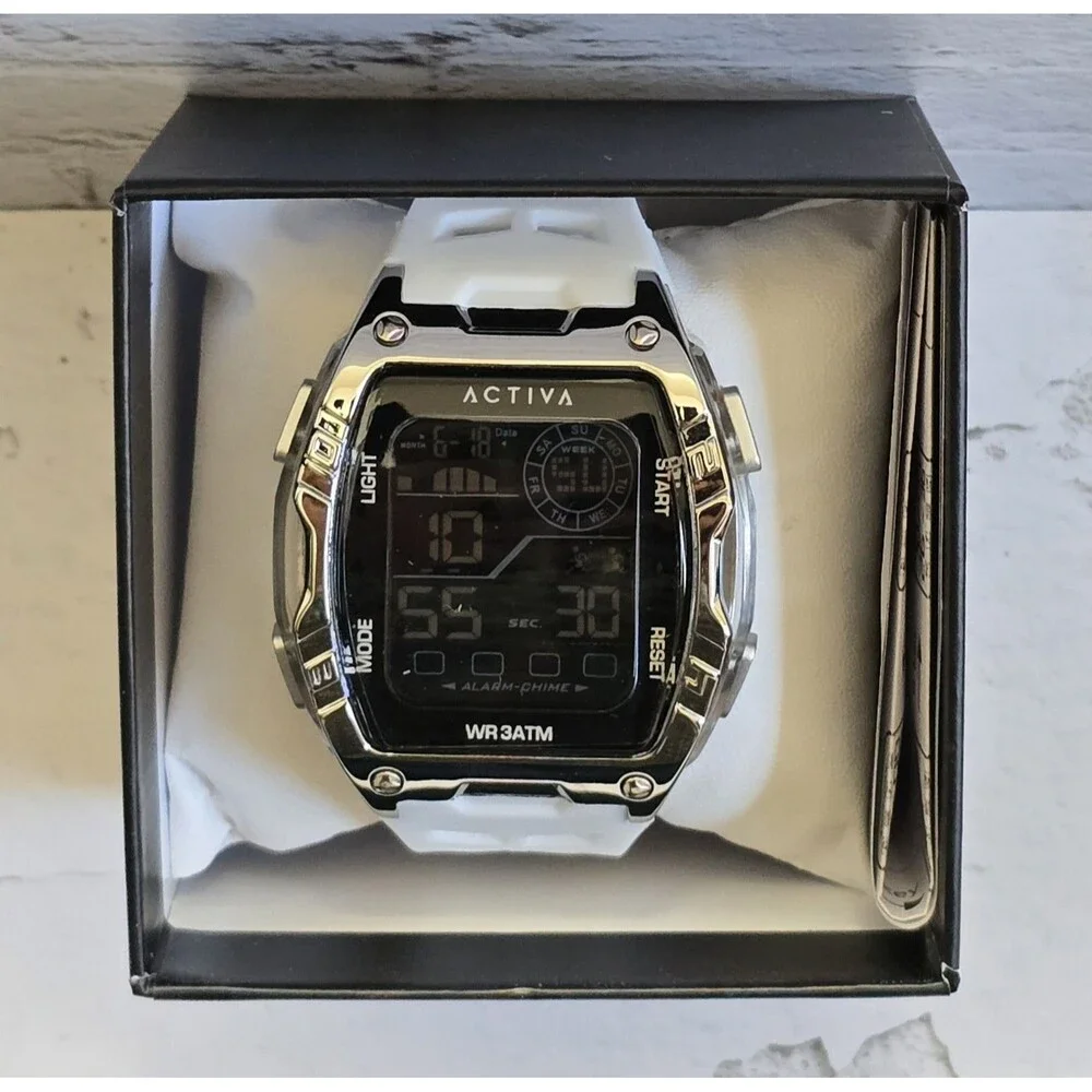 Activa X Invicta Digital Men's Watch 46mm White Silver ACW8130-001 Brand New